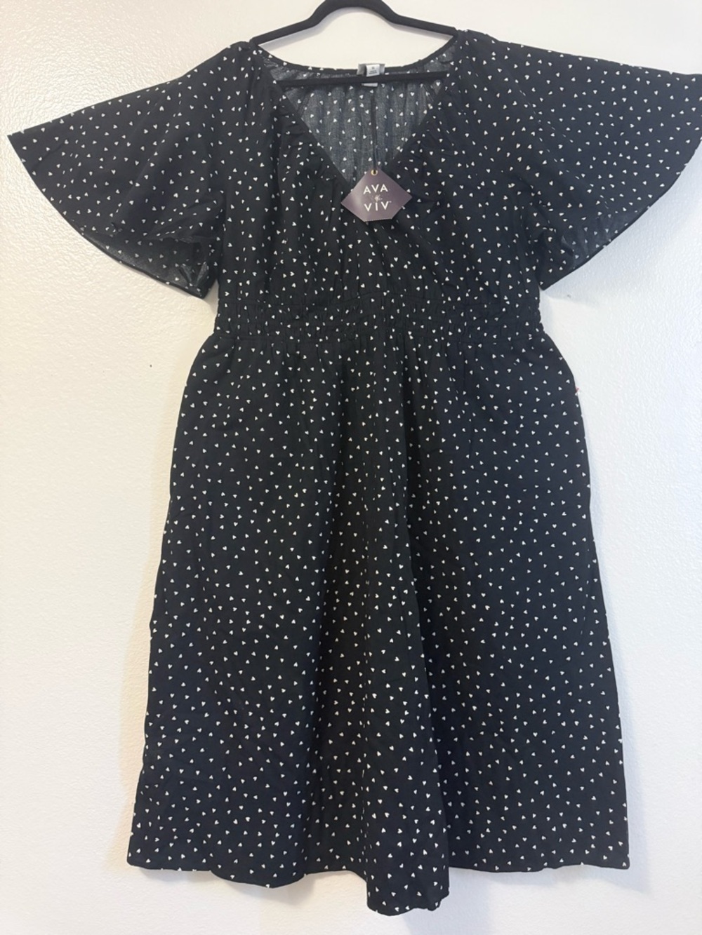 Ava & Viv Black Dress with White Dot Print